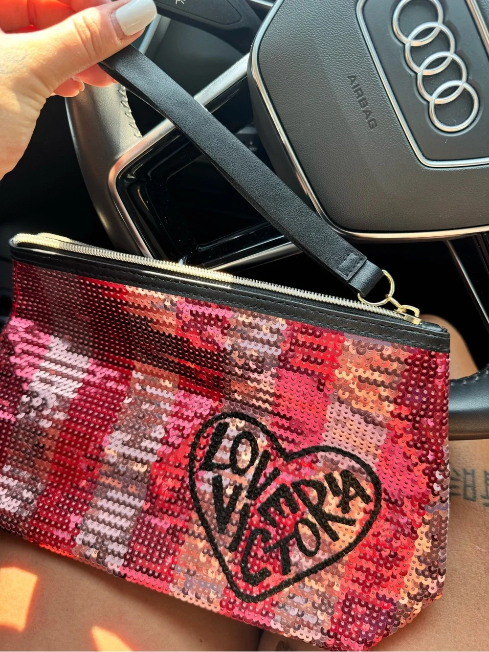 VS PINK Sequin Zip Pouch NWOT